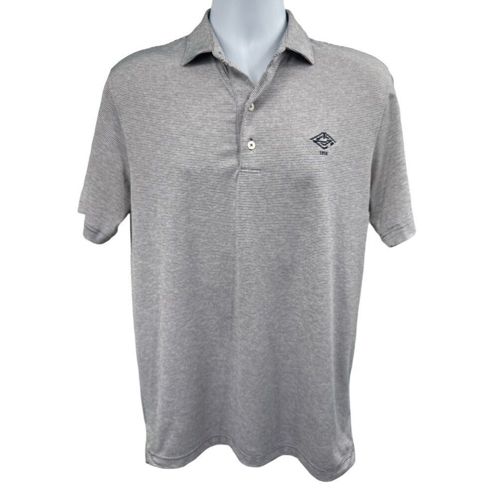 Johnnie-O Gray Striped Golf Polo Shirt Men’s Size S Stretch Performance